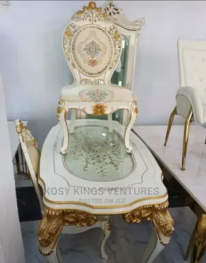 Turkish Royal White Dinning Set With Six Chairs