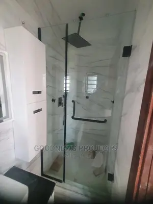 Black Hinged Shower Glass Door