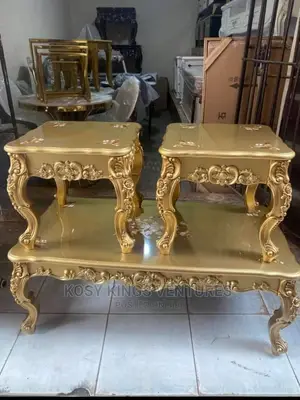 Executive Royal Gold Centre Table With Two Side Stools