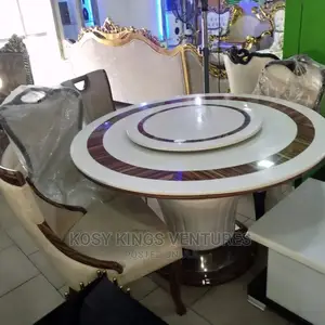 Royal Turkish Round Marble Dinning Set With Six Chairs