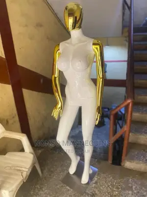 Glossy White Gold Chrome Size 12 Busty Female Mannequin