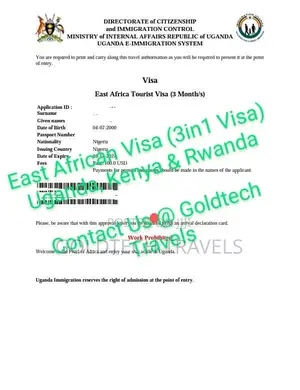 East African Visa (3in1) Uganda, Kenya & Rwanda