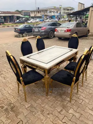 Luxurious Versace Marble Dinning With Six Royal Chairs