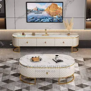 Luxurious Marble Top Tv Stand With Centre Table