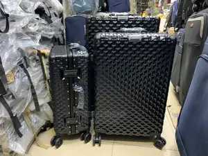 Set of Black Aluminum Frame Traveling Luggage With Locks