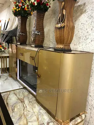 Luxurious High Quality Gold Fireplace Tv Stand