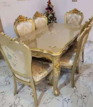 Luxury 6 Seater Royal Gold Dinning Table Set.