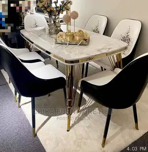 Classic 6 Seater Marble Top Dinning Set.