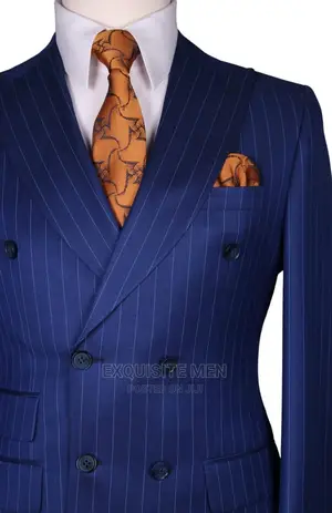 Double Breasted Stripe Men's Suit