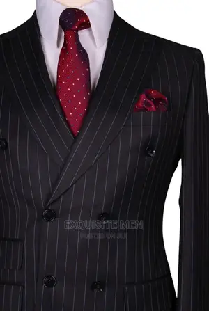 Double Breasted Stripe Men's Suit