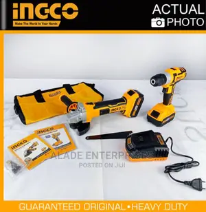 INGCO Cordless Drill + Angle Grinder 2pcs Combo Kit 20V