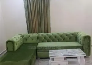 Green Color L Shape Sofa Chair