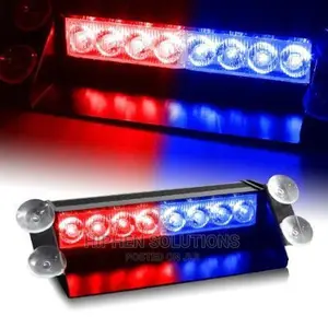 8 LED Visor Dashboard Emergency Strobe Lights - Blue & Red