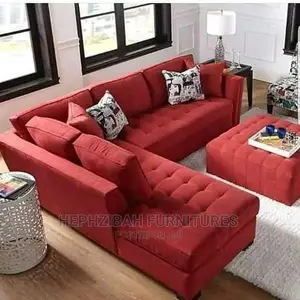 L Shaped Executive Fabric Sofa With Ottoman