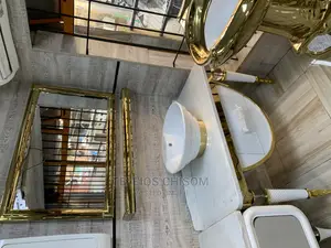 Gold Frame Basin and Mirror