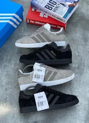Original Adidas Gazelle Black and Grey Sneakers Available