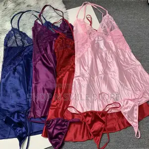 High Quality Silk Nightgown With Sexy G-String