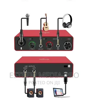 2-In, 2-Out External USB Sound Card Audio Interface Studio