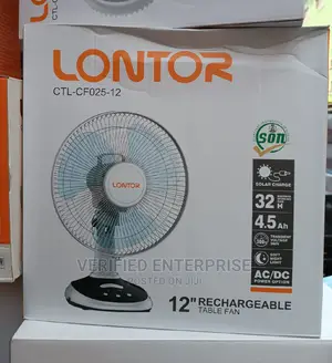 Rachargeable Table Fan - 12 Inches
