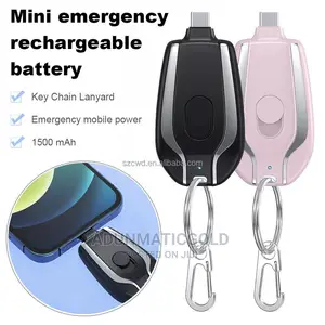 Emergency Keyring Charger, 1500mah, Type C and iPhone