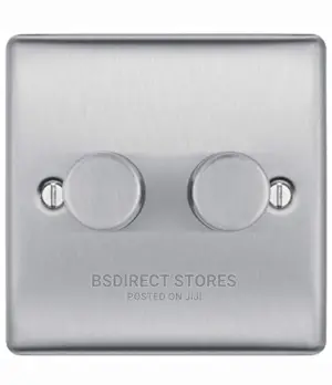 SMJ Brushed Steel Raised Rounded Profile Double 2 Way Dimmer