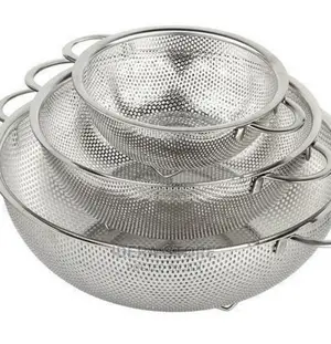 3 Pieces-Stainless Steel Collander Sieve Mesh Bowls