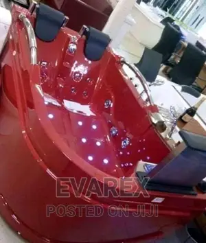 Red Jacuzzi. Black Jacuzzi Bathtub for 2 Couples
