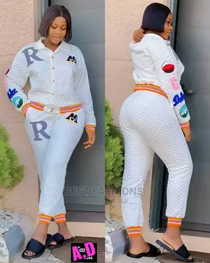 Ladies White Joggers Up and Down