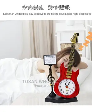 Vintage Unique Violin Ancient Desk Clock Alarm