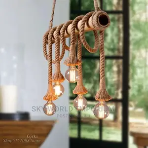 Vintage Rope Bamboo Pendant Hemp Rope for Kitchen
