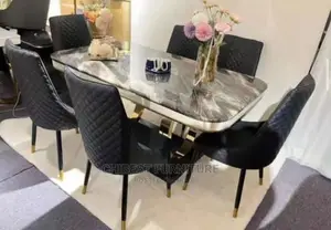 Quality Imported Marble Dining Table With Six Chairs