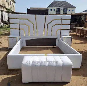 6 by 6 High Back Rest Padded Bedframe With Bedside Drawers.