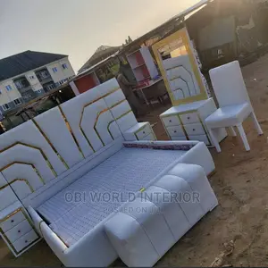 6 by 6 High Back Rest Padded Bedframe With Bedside Drawers.