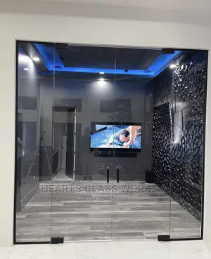 10mm Clear Tampered Glass Swing Double Door.