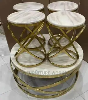 Pure Marble Top Centre Table and Stools