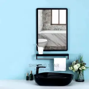 Black Framed Mirror With Shelf