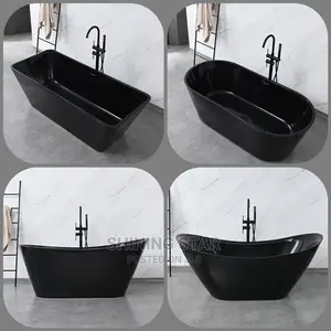 Black Acrylic Bath Tubs With Fountain Tap