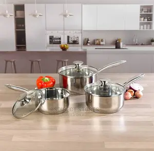 Russell Hobbs 3 Piece Easy Strain Saucepans With Lip Lids
