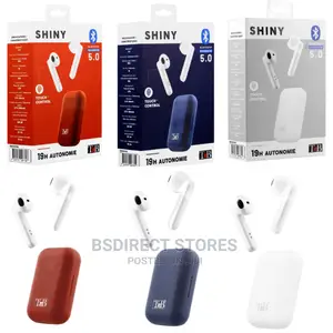 Shiny Earphones Bluetooth Touch Control - White/ Blue/ Red