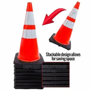 28" Orange Safety Traffic PVC Cones With Two Reflective Collars - Set