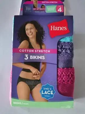 3pcs Hanes Bikini Cotton Stretch Lace Pants Women Underwear