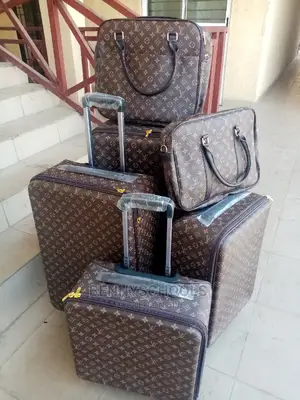 Set of 6 Imported Luis Vuitton Leather Traveling Luggage Box