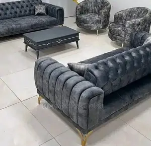 Beautiful Chesterfield Sofa With Puff and Center Table