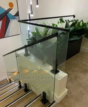 Frameless Glass Railing Black Mount