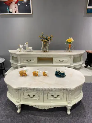 Luxurious Royal Marble Top TV Stand With Centre Table