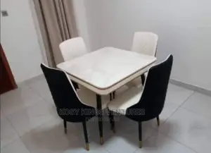High Quality Marble Top Dinning Set With Four Leather Seats