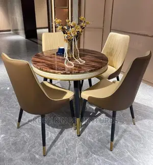 Luxurious Round Marble Dinning Table Set