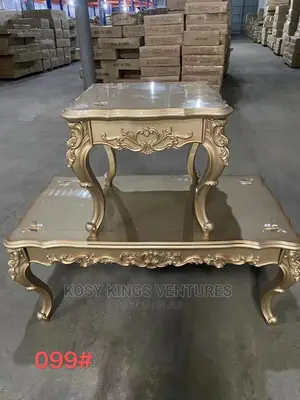 Luxurious Royal Gold Centre Table With Two Side Stools