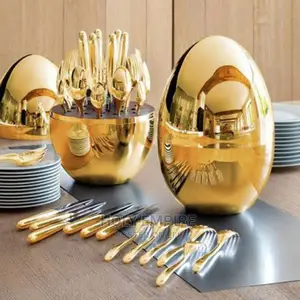 24-Piece Flatware Set for 6 People in 24-Carat Gold Gilded