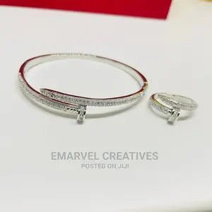 Authentic Nail Bracelet and Ring With Stones